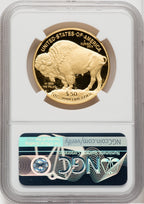 2010-W $50 One-Ounce Gold Buffalo .9999 Fine Gold Brown Label NGC PF70