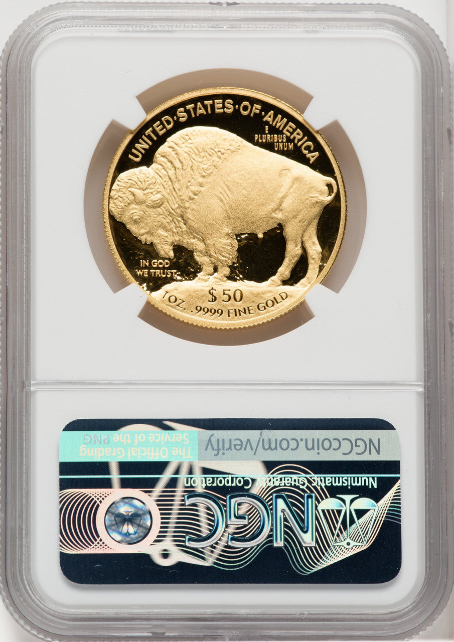 2010-W $50 One-Ounce Gold Buffalo .9999 Fine Gold Brown Label NGC PF70