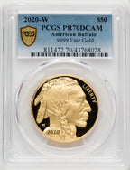 2020-W G$50 Gold Buffalo DCAM Blue Gradient PCGS PR70