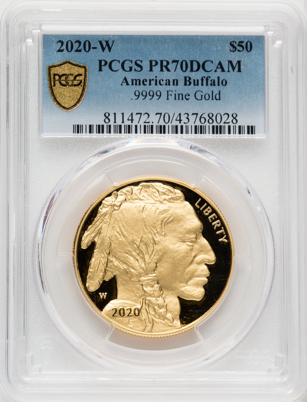 2020-W G$50 Gold Buffalo DCAM Blue Gradient PCGS PR70