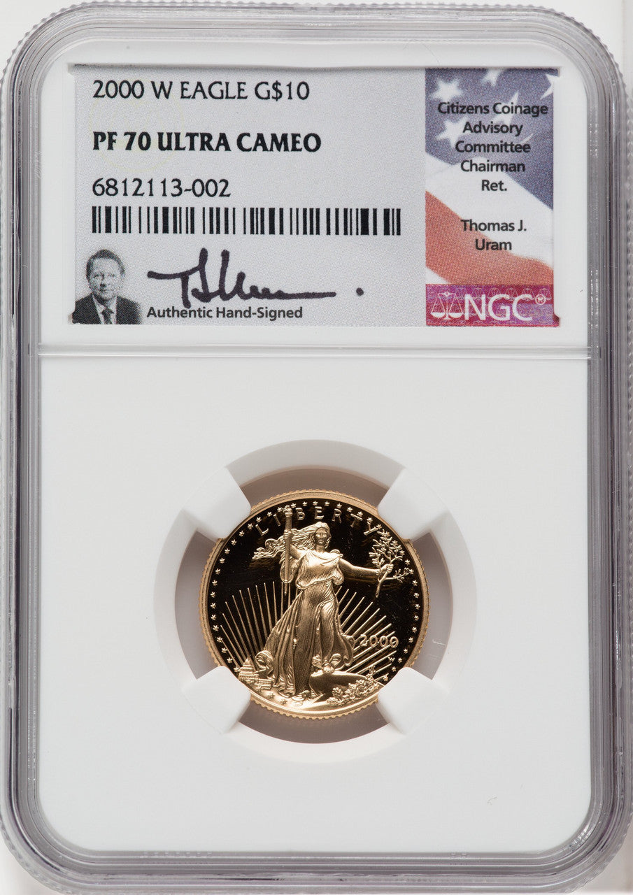 2000-W $10 Quarter-Ounce Gold Eagle NGC PF70 Thomas Uram