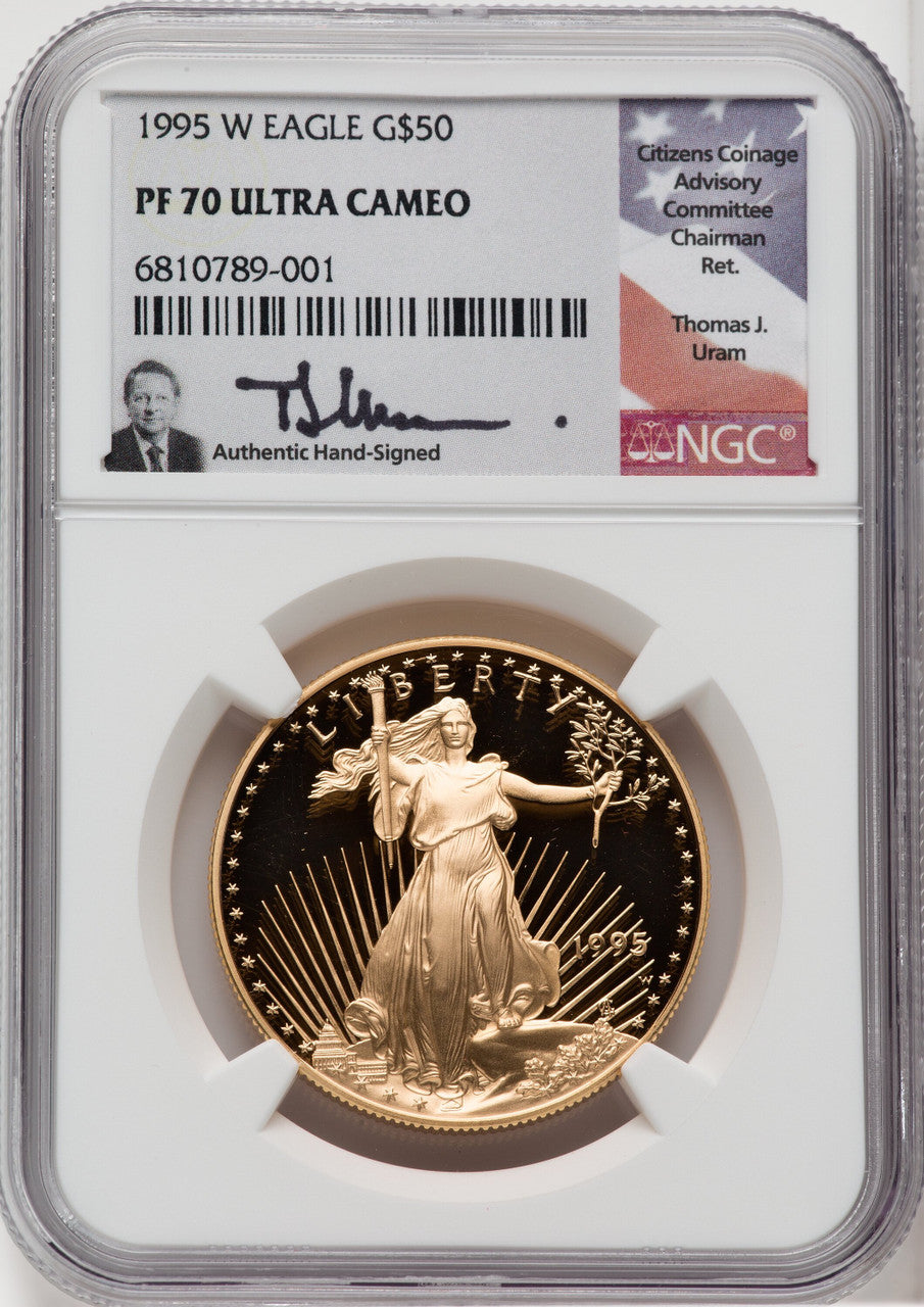 1995-W $50 One-Ounce Gold Eagle NGC PF70 Thomas Uram