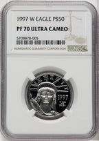 1997-W $50 Half-Ounce Platinum Eagle Brown Label NGC PF70