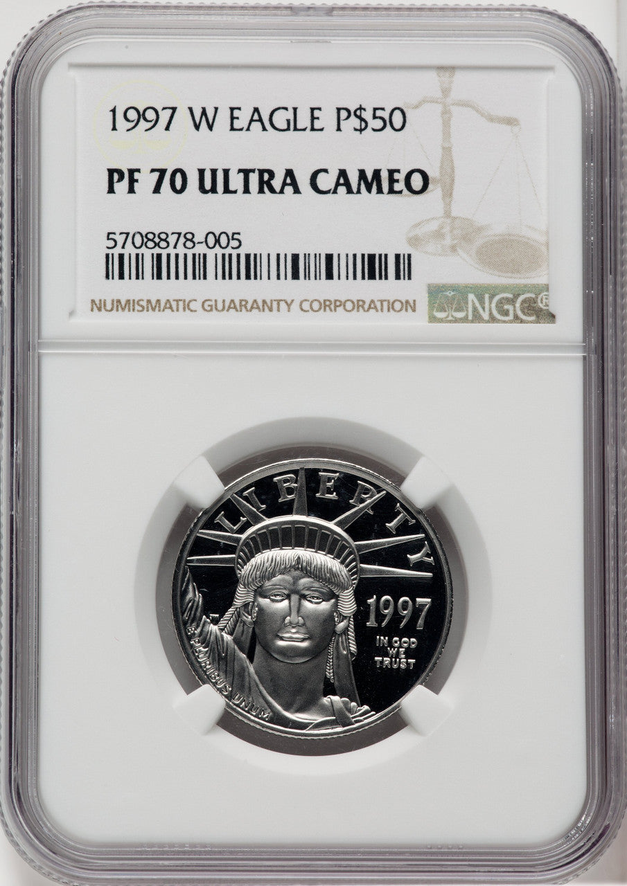 1997-W $50 Half-Ounce Platinum Eagle Brown Label NGC PF70
