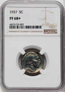 1937 5C Proof Buffalo Nickel NGC PR68+
