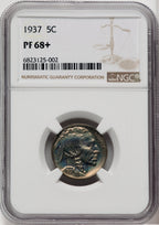1937 5C Proof Buffalo Nickel NGC PR68+