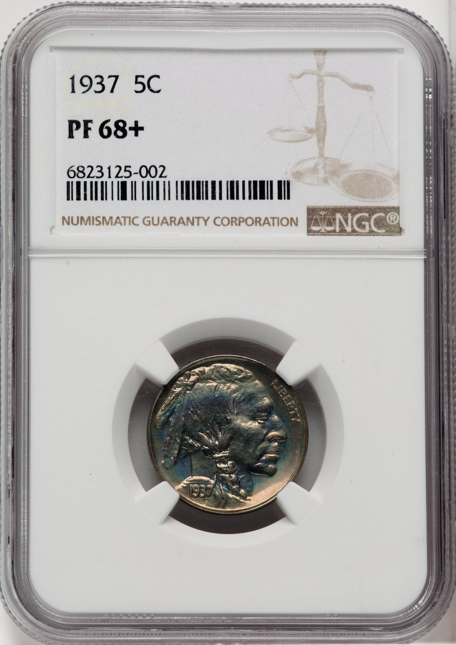1937 5C Proof Buffalo Nickel NGC PR68+