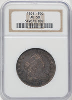 1801 50C Early Half Dollar NGC AU58