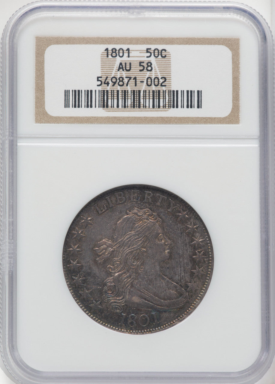 1801 50C Early Half Dollar NGC AU58