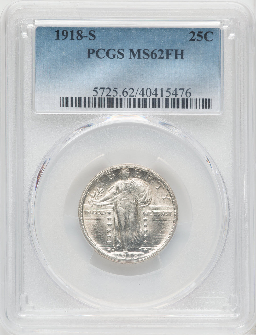 1918-S 25C FH Standing Liberty Quarter PCGS MS62