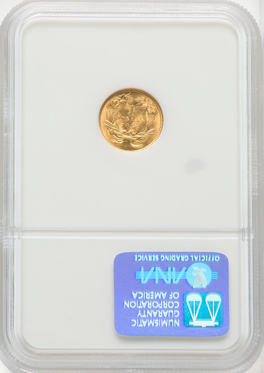 1856 G$1 Slanted 5 CAC Gold Dollar NGC MS64