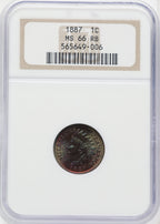 1887 1C RB Indian Cent NGC MS66