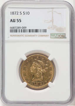 1872-S $10 Liberty Eagle NGC AU55