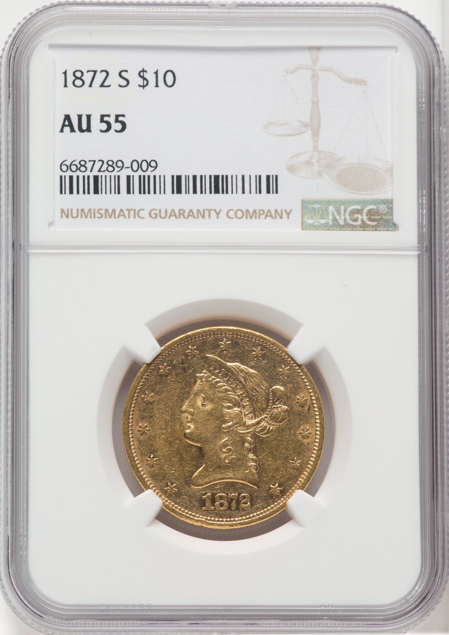 1872-S $10 Liberty Eagle NGC AU55