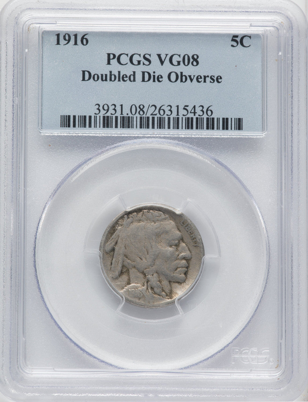 1916 Doubled Die Obverse Buffalo Nickel PCGS VG8