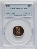 1950 1C Proof Lincoln Cent PCGS PR66
