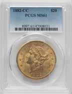 1882-CC $20 Liberty Double Eagle PCGS MS61