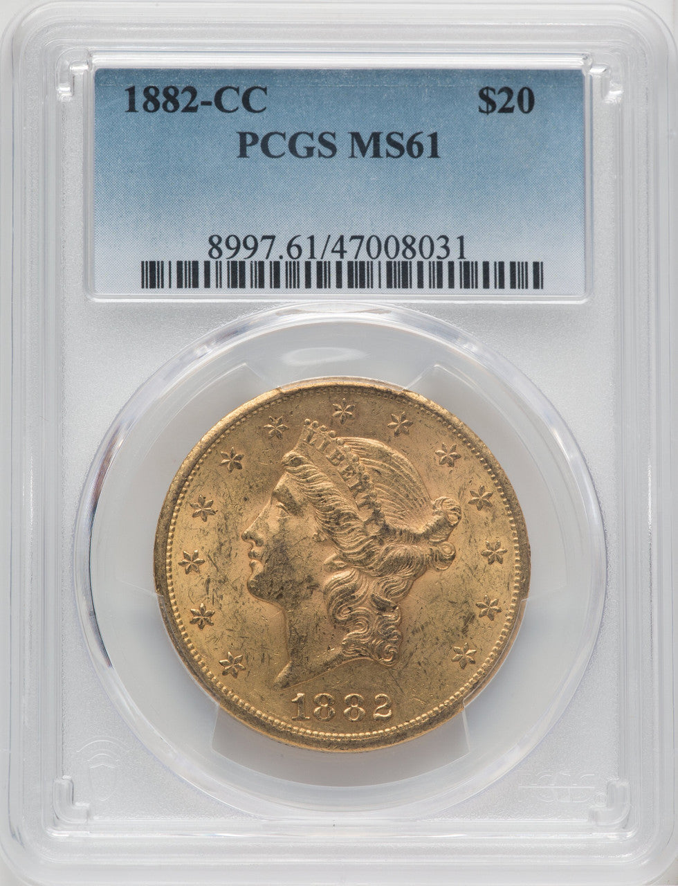 1882-CC $20 Liberty Double Eagle PCGS MS61