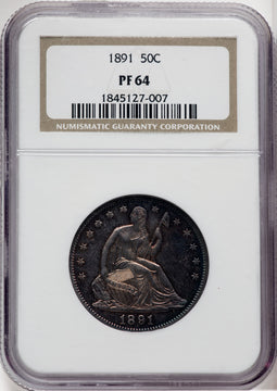 1891 50C Proof Seated Half Dollar NGC PR64
