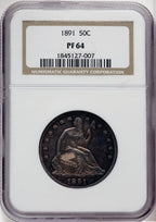 1891 50C Proof Seated Half Dollar NGC PR64