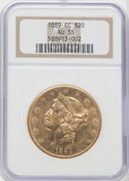1889-CC $20 Liberty Double Eagle NGC AU55