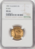 1901-S $5 Liberty Half Eagle NGC MS66 (518894014)