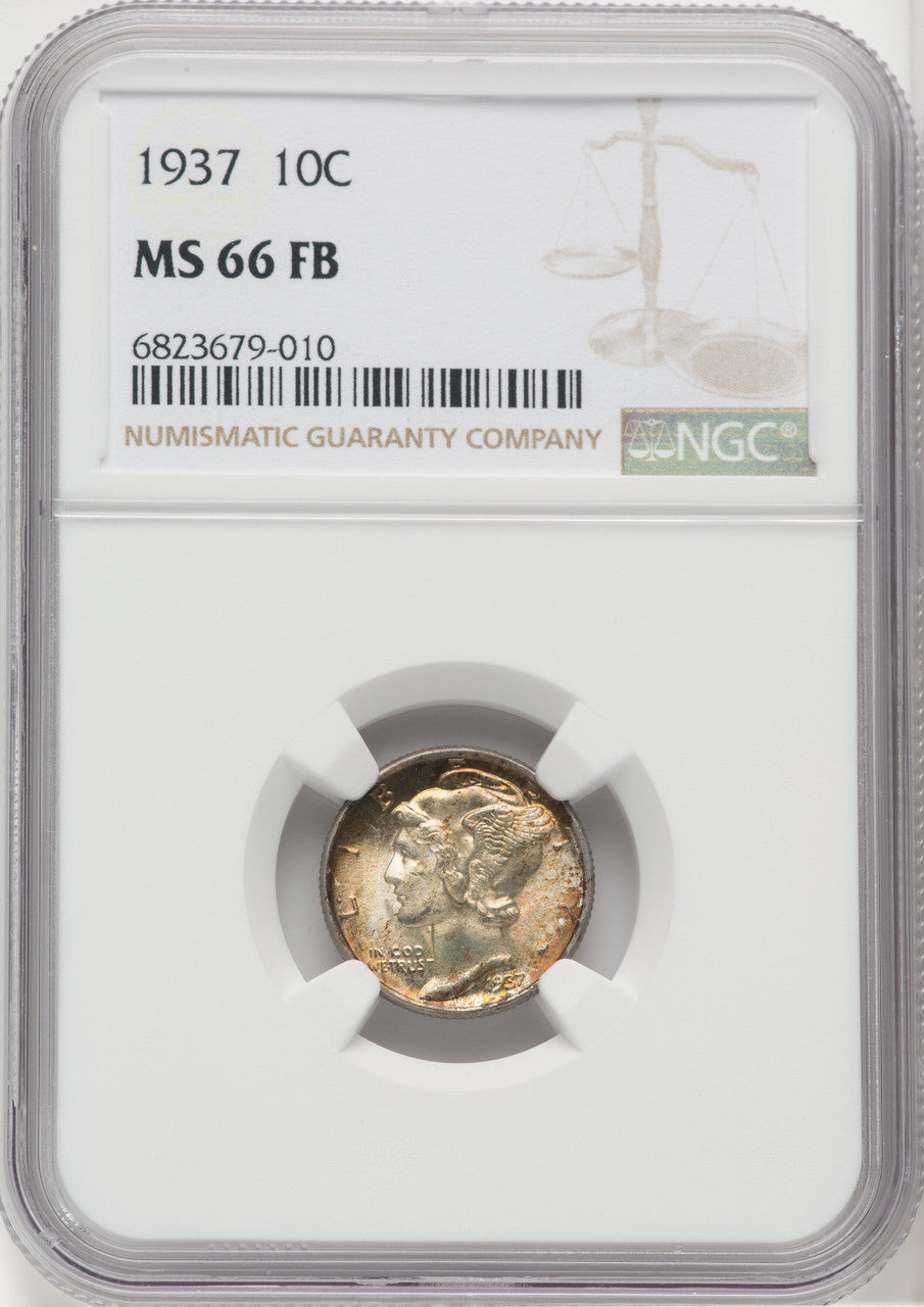 1937 10C FB Mercury Dime NGC MS66