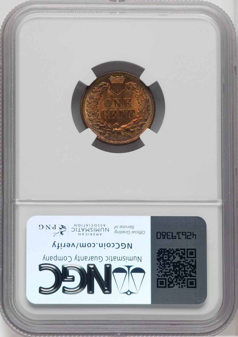 1891 1C RD Indian Cent NGC MS65