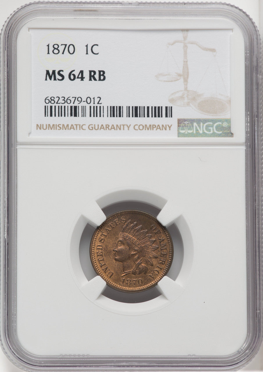 1870 1C RB Indian Cent NGC MS64