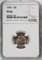 1936 10C Proof Mercury Dime NGC PR66