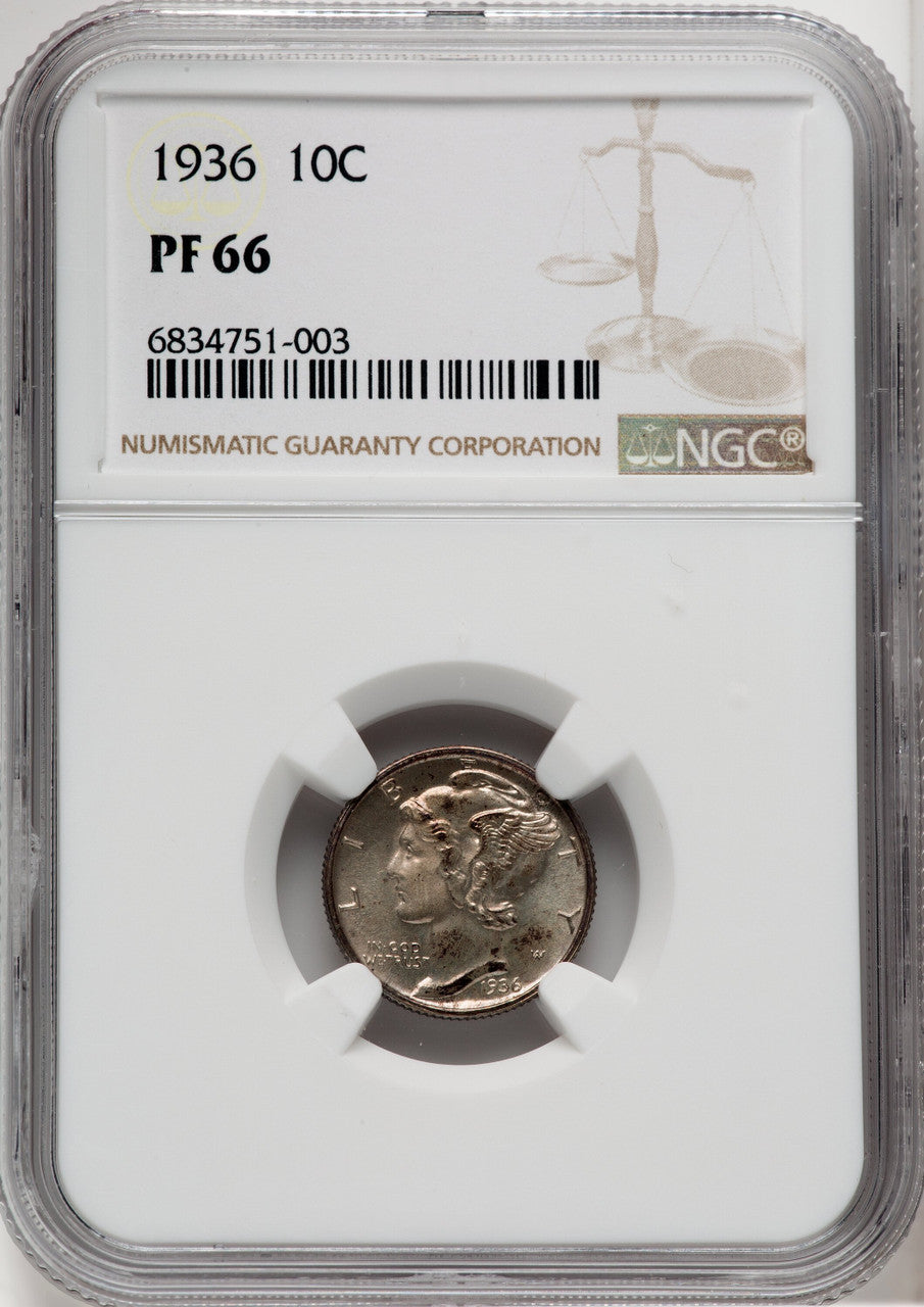 1936 10C Proof Mercury Dime NGC PR66