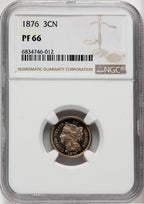 1876 3CN Proof Three Cent Nickel NGC PR66
