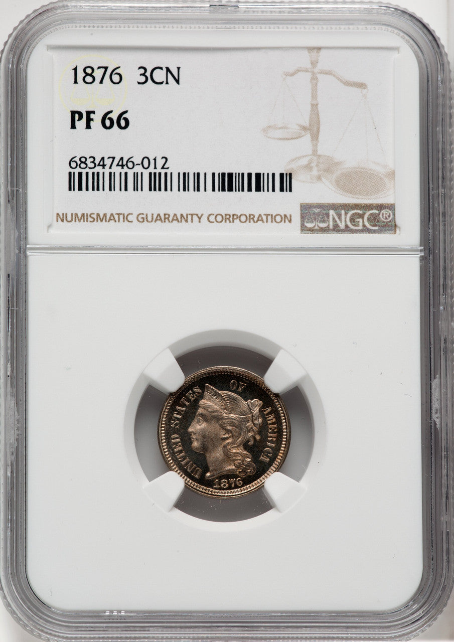 1876 3CN Proof Three Cent Nickel NGC PR66