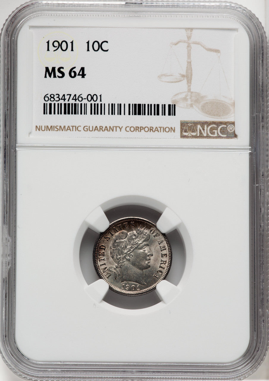 1901 10C Barber Dime NGC MS64