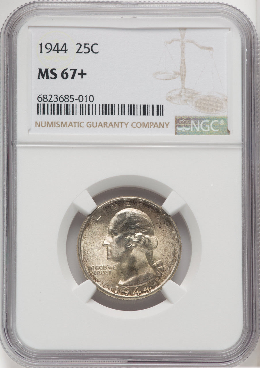 1944 25C Washington Quarter NGC MS67+
