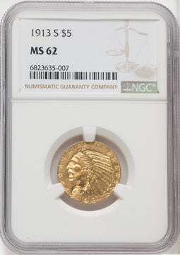 1913-S $5 Indian Half Eagle NGC MS62