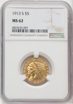 1913-S $5 Indian Half Eagle NGC MS62