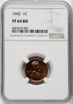 1942 1C RD Proof Lincoln Cent NGC PR64