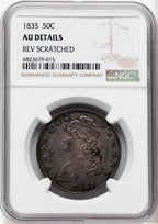 1835 50C Bust Half Dollar Details NGC AU50