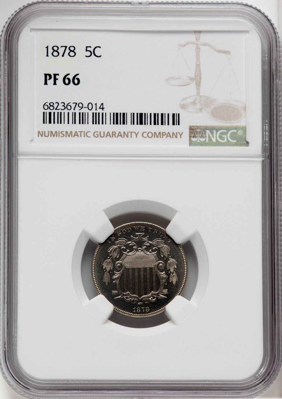 1878 5C Proof Shield Nickel NGC PR66