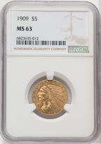 1909 $5 Indian Half Eagle NGC MS63