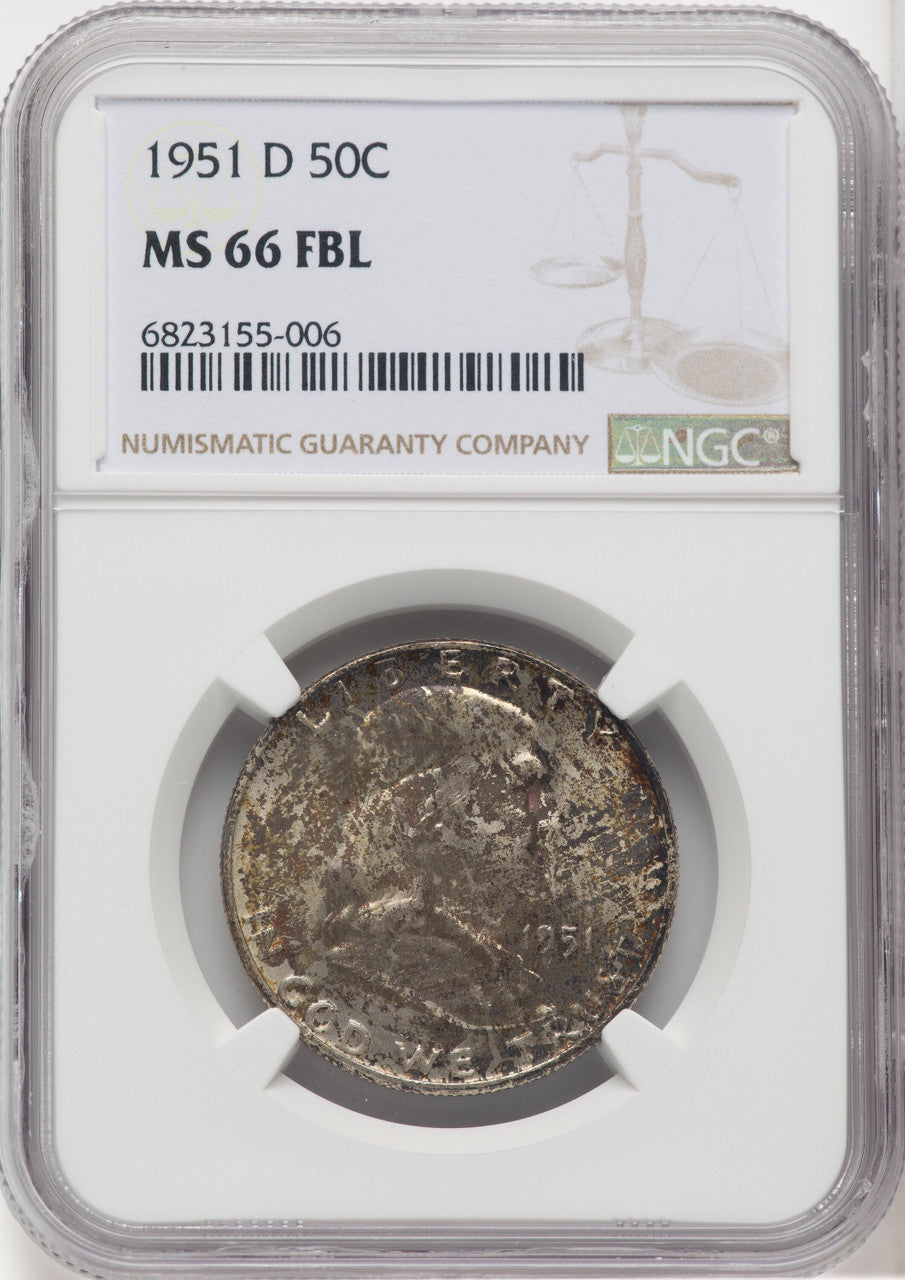 1951-D 50C FL Franklin Half Dollar NGC MS66