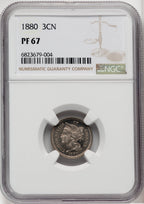 1880 3CN Proof Three Cent Nickel NGC PR67