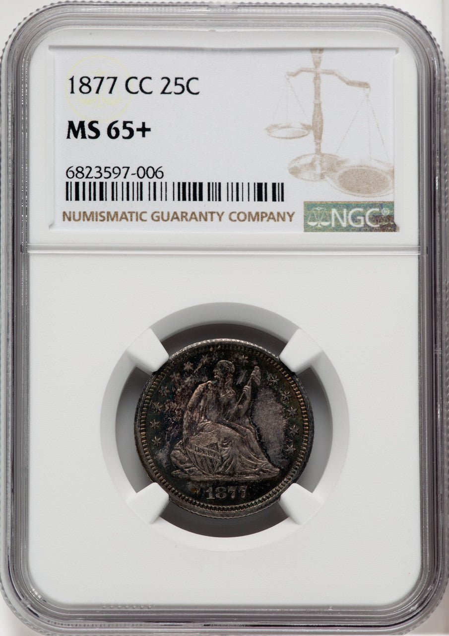 1877-CC 25C Seated Quarter NGC MS65+