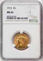 1915 $5 Indian Half Eagle NGC MS65