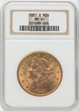 1881-S $20 Liberty Double Eagle NGC MS61