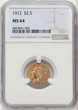 1912 $2.50 Indian Quarter Eagle NGC MS64