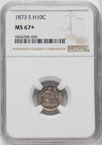 1873-S H10C Seated Half Dime NGC MS67+