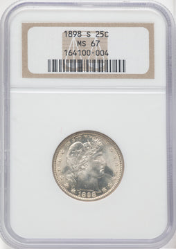 1898-S 25C Barber Quarter NGC MS67