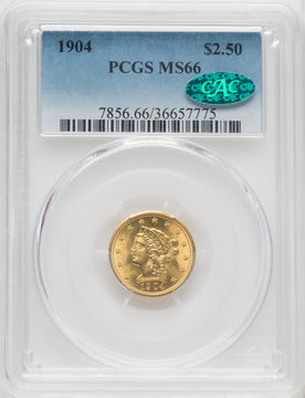 1904 $2.50 CAC Liberty Quarter Eagle PCGS MS66